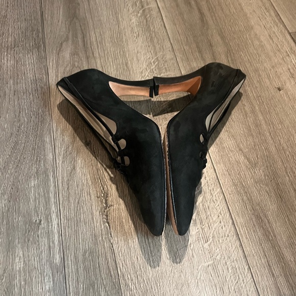 Delman Vintage 1940s Black‎ Suede Pumps Women's Slip-On Heels, Size 8N - Picture 4 of 12